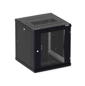 Настенный разборный шкаф TLK 19", 12U, стеклянная дверь, Ш600хВ636хГ450мм, 2 пары монтажных направляющих, черный