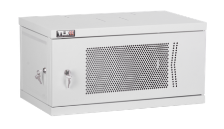 Настенный разборный шкаф TLK 19", 9U, перфорированная дверь, Ш600хВ436хГ450мм, 1 пара монтажных направляющих, серый