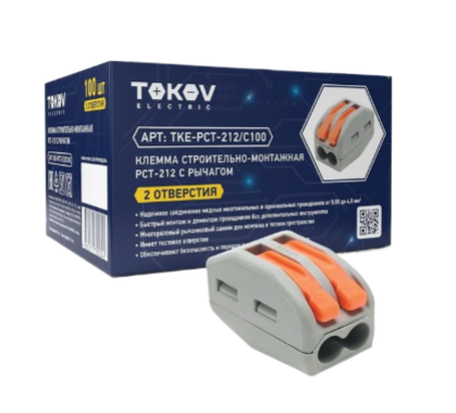 Клемма строительно-монтажная TOKOV ELECTRIC СМК 222-412 PCT-212 2-проводная с рычагом