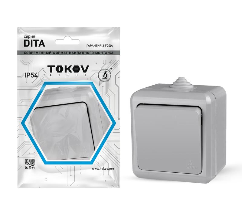 Выключатель TOKOV ELECTRIC 1-кл. ОП Dita IP54 10А 250В сер.