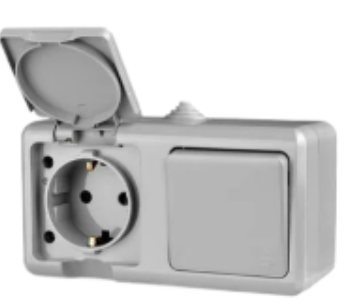 Блок TOKOV ELECTRIC ОП Dita (розетка 16А 250В с заземл. + 1-кл. выкл. 10А) IP54 бел.