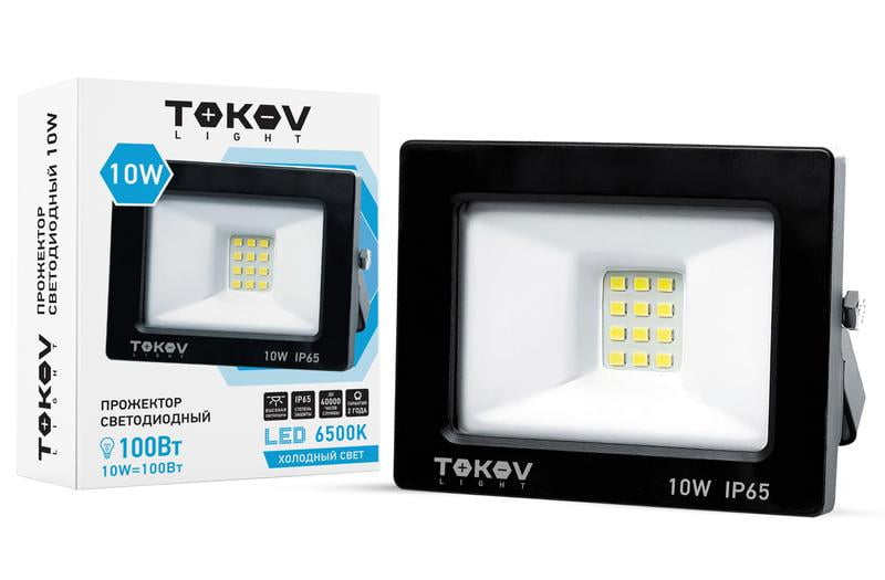 Прожектор светодиодный TOKOV ELECTRIC 10Вт 600лм 6500К IP65 черн. (TKL)