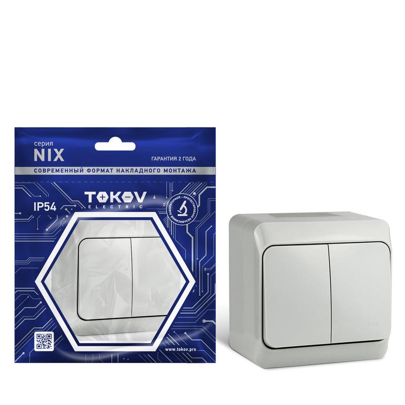 Выключатель TOKOV ELECTRIC 2-кл. ОП Nix 10А IP54 250В сер.