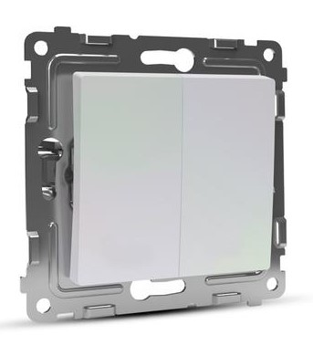 Переключатель проходной TOKOV ELECTRIC 2-кл. СП Pixel 10А IP20 механизм перламутр.