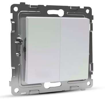 Выключатель TOKOV ELECTRIC 2-кл. СП Pixel 10А IP20 механизм перламутр.