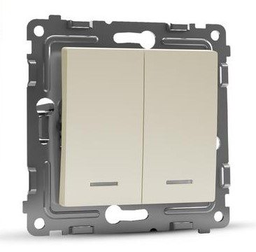 Выключатель TOKOV ELECTRIC 2-кл. СП Pixel 10А IP20 с индикатором механизм беж.