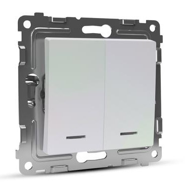 Выключатель TOKOV ELECTRIC 2-кл. СП Pixel 10А IP20 с индикатором механизм перламутр.