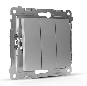 Выключатель TOKOV ELECTRIC 3-кл. СП Pixel 10А IP20 механизм алюм.