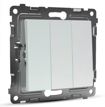 Выключатель TOKOV ELECTRIC 3-кл. СП Pixel 10А IP20 механизм перламутр.