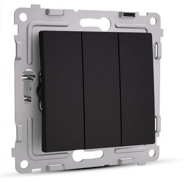 Выключатель TOKOV ELECTRIC 3-кл. СП Pixel 10А IP20 механизм карбон
