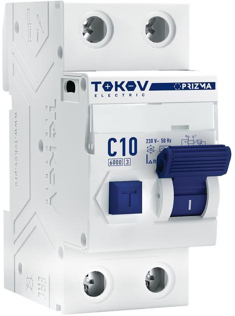 Выключатель автоматический TOKOV ELECTRIC PRIZMA дифференциального тока 2П (1P+N) 6А 30мА тип AC 6кА хар-ка C
