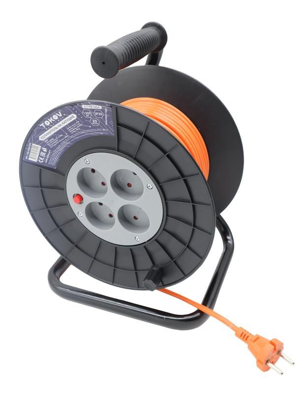 Удлинитель TOKOV ELECTRIC на катушке 4х30м с заземлением 6А IP20 3х0.75