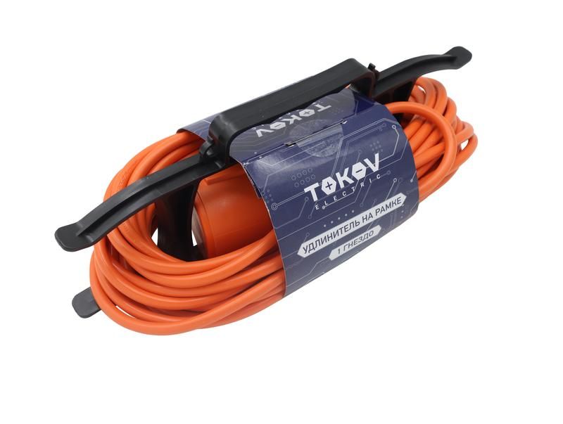Удлинитель-шнур на рамке TOKOV ELECTRIC с заземлением с защитной крышкой 1х20м 6А IP44 3х0.75