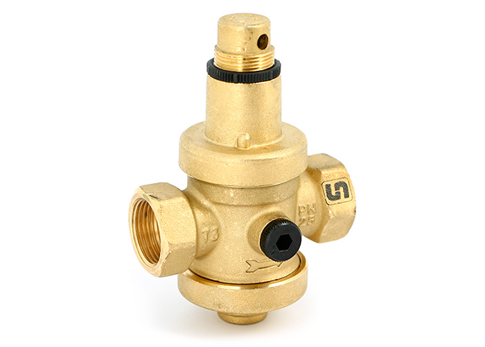 Редуктор давления Uni-fitt 1/2" В 0,5-6 бар PN25 с отверстием под аксиальный манометр 1/4"