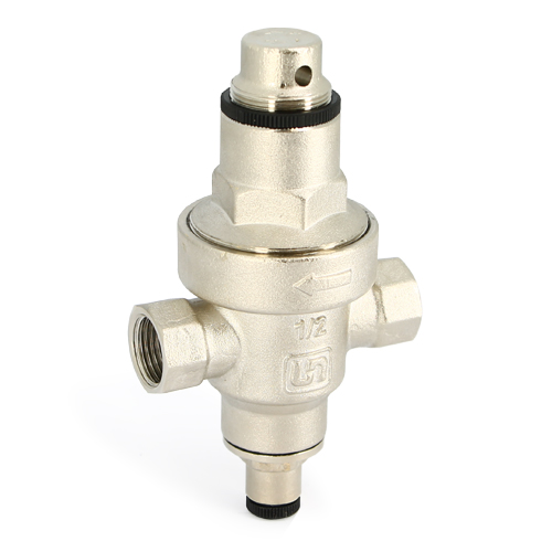 Редуктор давления мембранный Uni-fitt 1/2" В 1-6 бар PN25 с отверстием под радиальный манометр 1/4" никел.