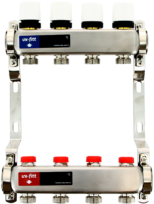 Коллектор Uni-fitt 1" х 7 вых 3/4" с балансировочными и термостатическими вентилями