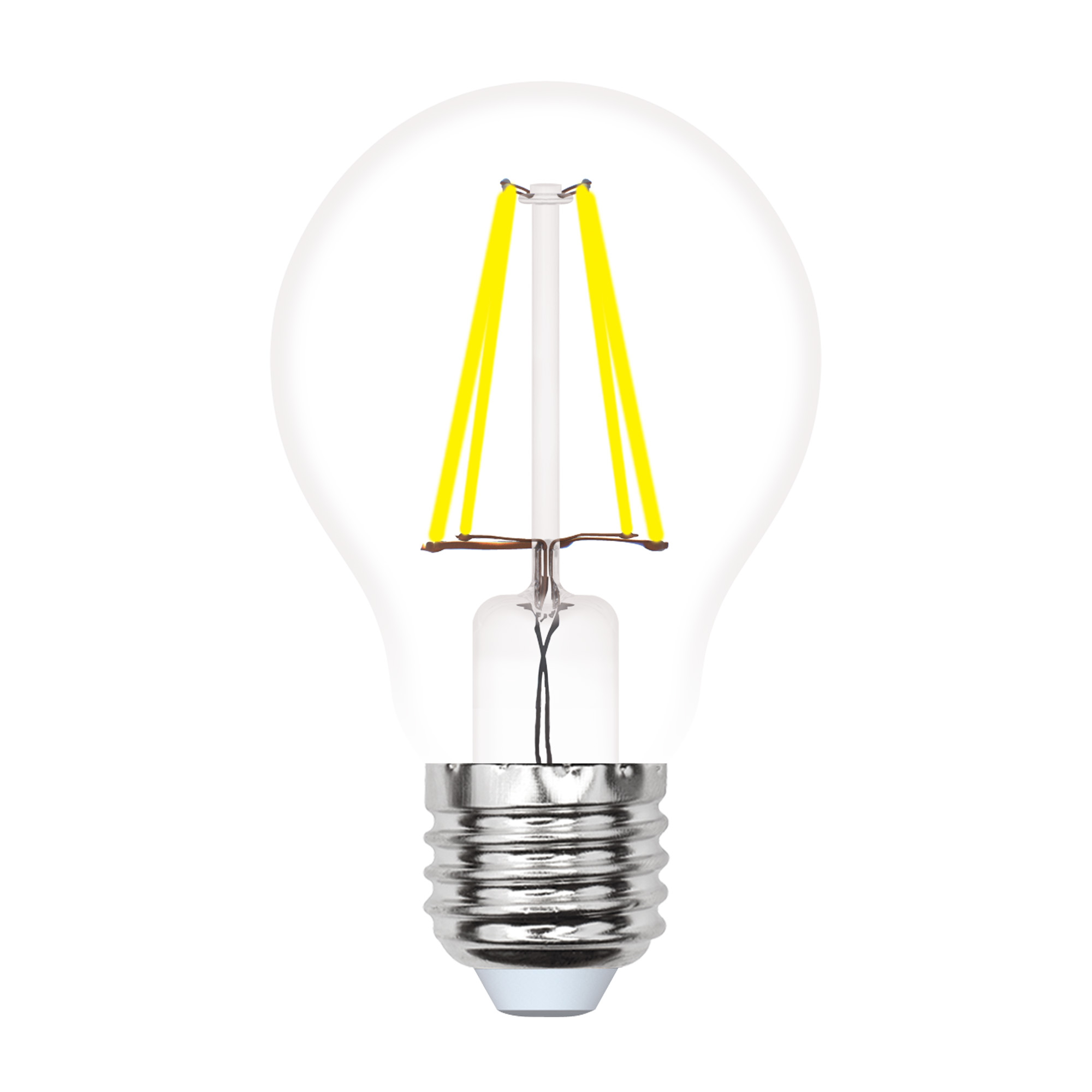 Лампа светодиодная Uniel Multibright филаментная 3000K прозрачная LED-A60-7W/WW/E27/CL/MB GLM10TR