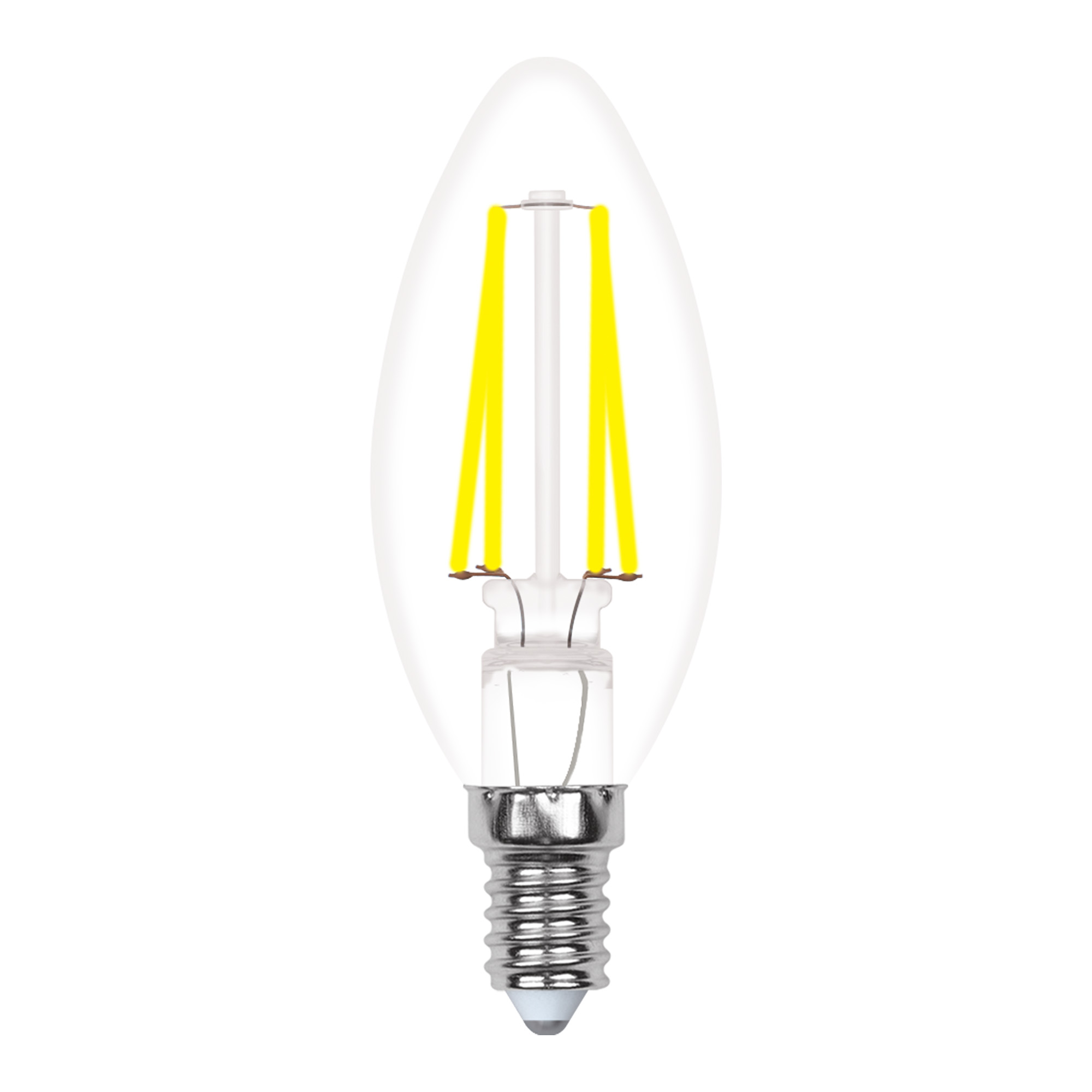 Лампа светодиодная Uniel Multibright филаментная 3000K прозрачная LED-C35-5W/WW/E14/CL/MB GLM10TR