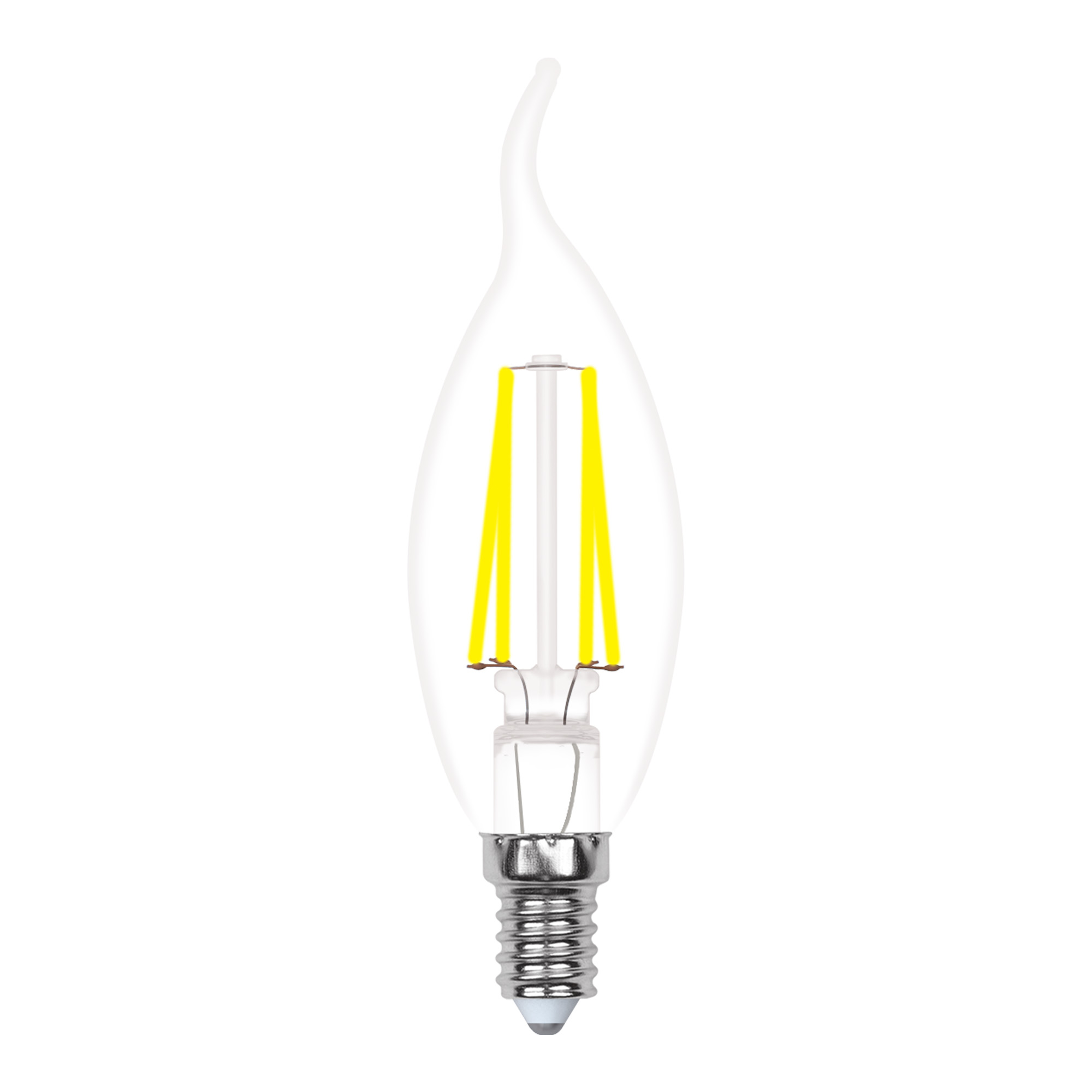 Лампа светодиодная Uniel Multibright филаментная 3000K прозрачная LED-CW35-5W/WW/E14/CL/MB GLM10TR