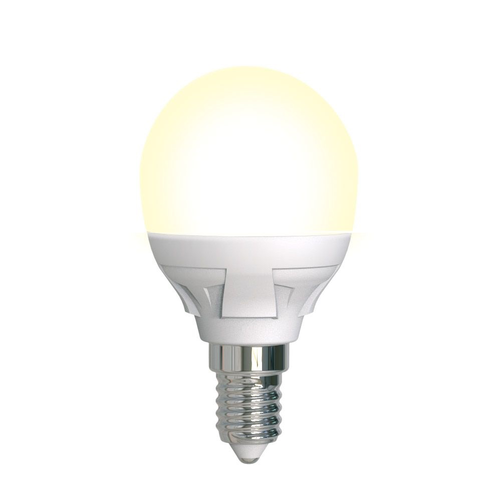 Лампа светодиодная Uniel Яркая диммируемая 3000K матовая LED-G45 7W/3000K/E14/FR/DIM PLP01WH