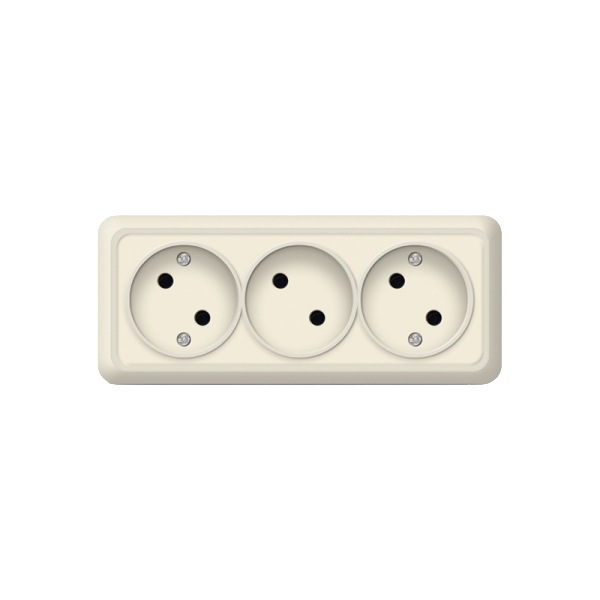 Розетка UNIVersal Олимп слоновая кость (ivory) 3-местная без заземляющих контактов