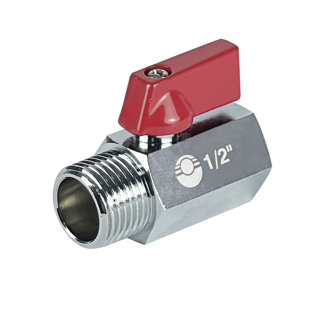 Кран шаровой Valfex латунь красный Ду3/8" Ру10 ВР/НР мини флажковая рукоятка VF.331.NB.038 купить с доставкой по РФ