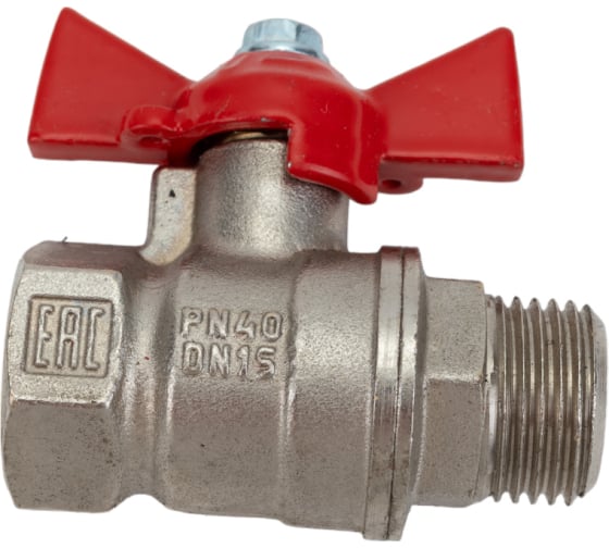 Кран шаровой VALFEX для ВОДЫ 1/2" ВР/НР бабочка латунный 11Б27фт1М