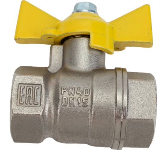 Кран шаровой VALFEX для ГАЗА 1/2" ВР/ВР бабочка латунный НИКЕЛИР-Й 11Б27фтМ