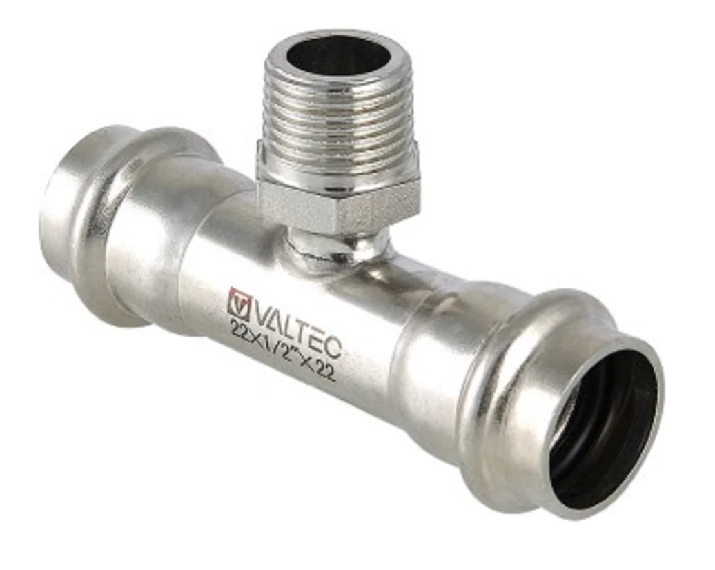 Фитинг из нержавеющей стали – пресс-тройник с наружной резьбой VTI.933.I.540654 купить с доставкой по РФ