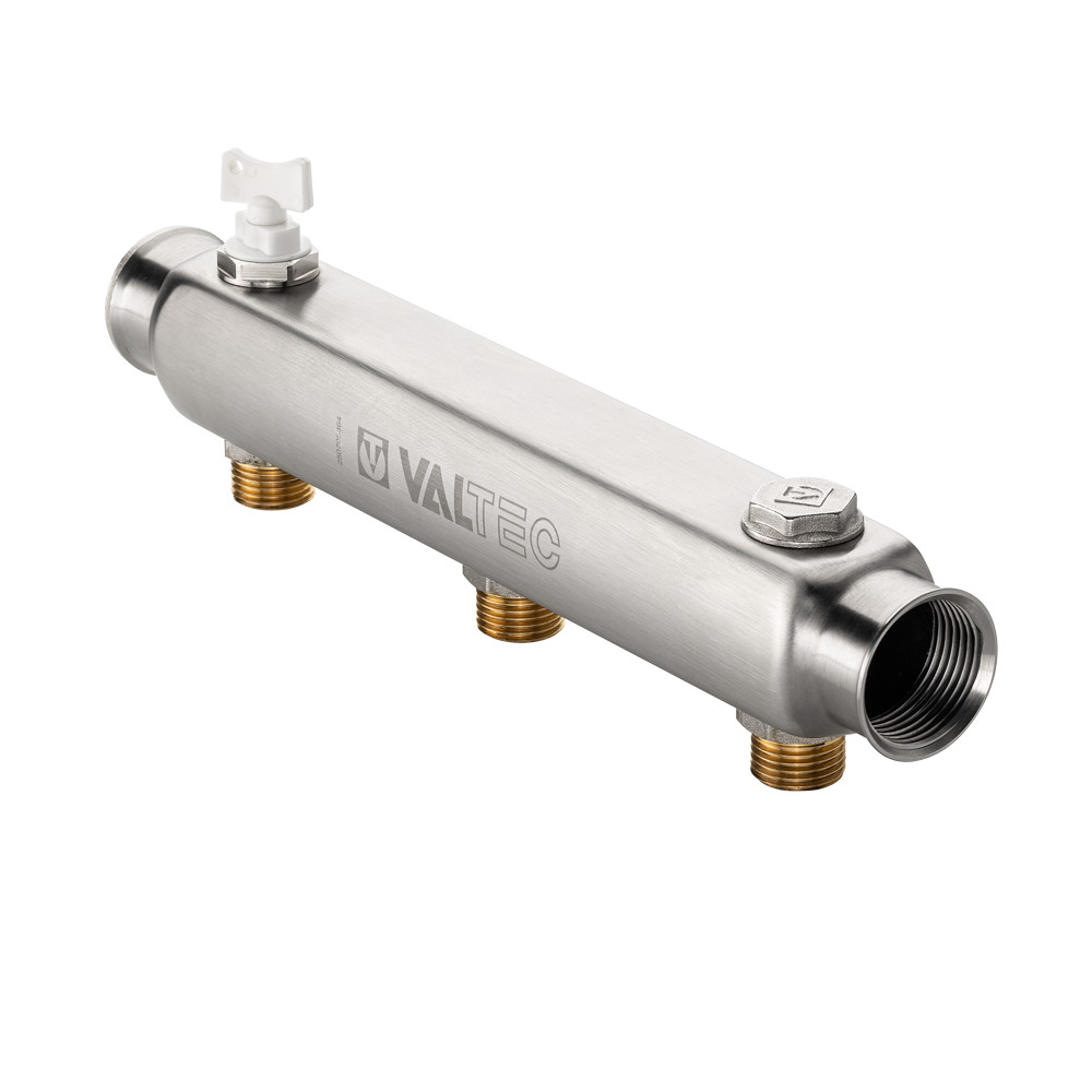 Коллектор Valtec из нержавеющей стали с межосевым расстоянием выходов 100 мм VTC.510.SS.080505 купить с доставкой по РФ