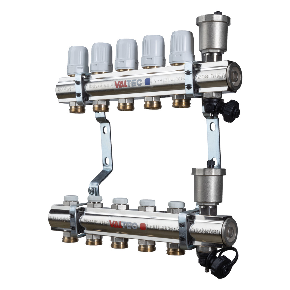 Коллекторный блок Valtec латунный c термостатическими и балансировочными клапанами VTC.594.EMNX.0608 купить с доставкой по РФ