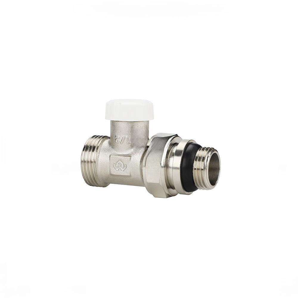 Запорный радиаторный клапан Varmega прямой с самоуплотняющимся полусгоном 1/2" x 3/4"