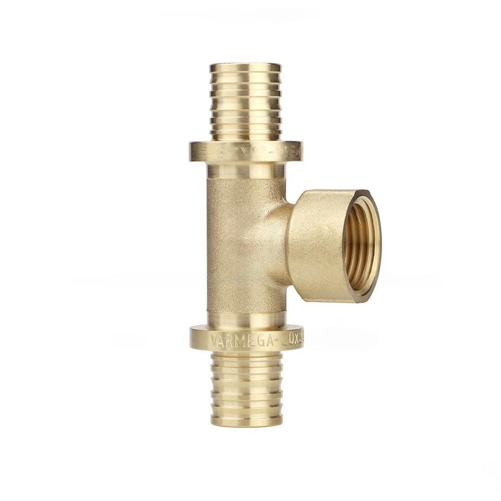 Тройник Varmega Slide-fit с внутренней резьбой 25х3/4" латунный аксиальный