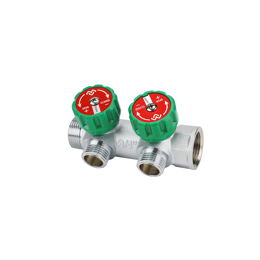 Коллектор регулирующий Varmega 3/4" на 2 выхода 3/4" ЕК хром (1 шт/ 48 шт)