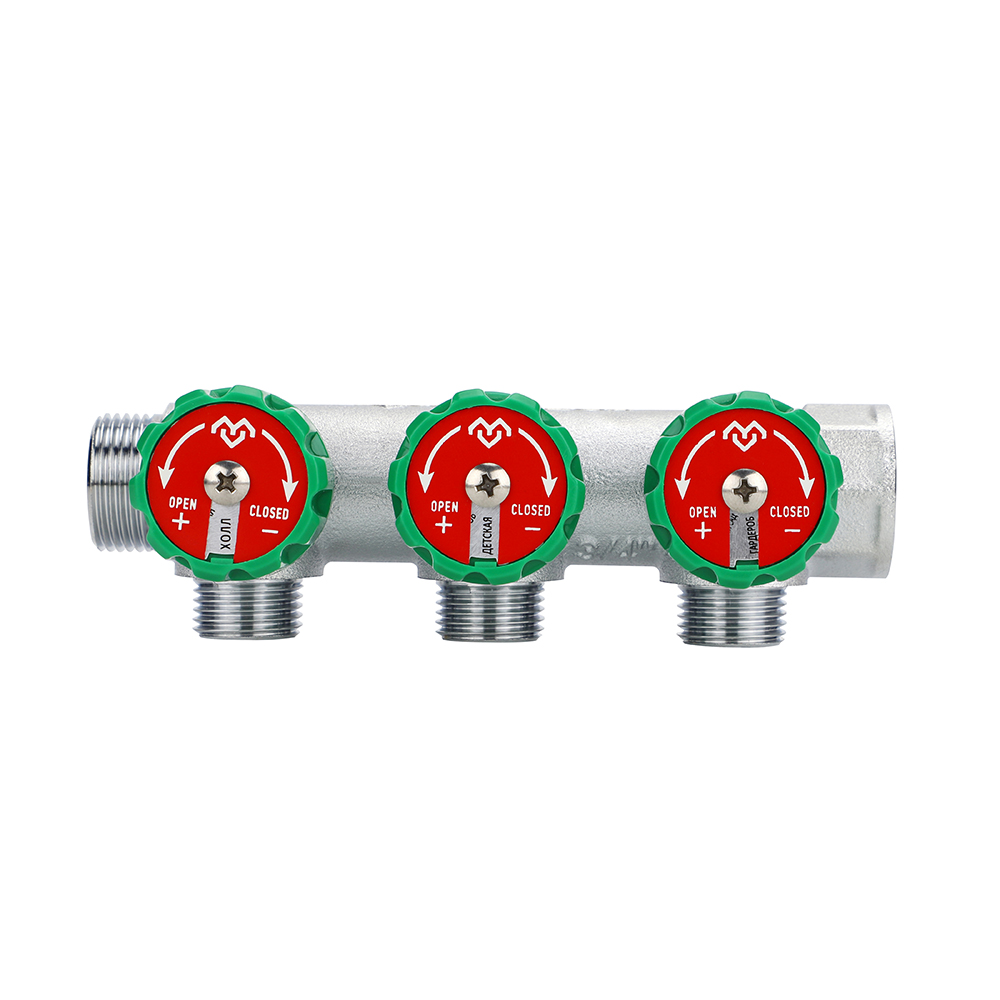Коллектор регулирующий Varmega 3/4" на 3 выхода 3/4" ЕК хром (1 шт/ 36 шт) заказать со складов по всей России