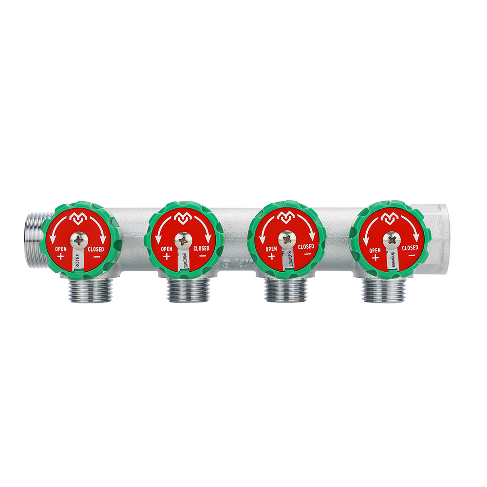 Коллектор регулирующий Varmega 3/4" на 4 выхода 3/4" ЕК хром (1 шт/ 24 шт) заказать со складов по всей России