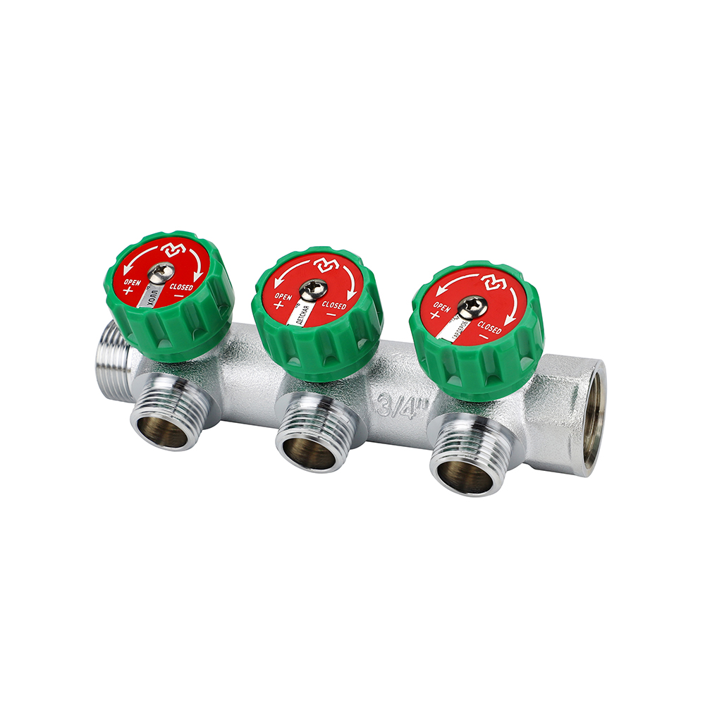 Коллектор регулирующий хромированный Varmega VM14623 1" на 3 выхода 1/2"