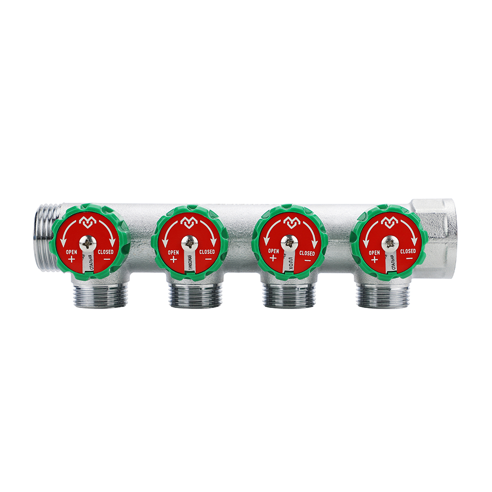 Коллектор регулирующий Varmega 1" на 4 выхода 3/4" ЕК хром (1 шт / 24 шт) заказать со складов по всей России