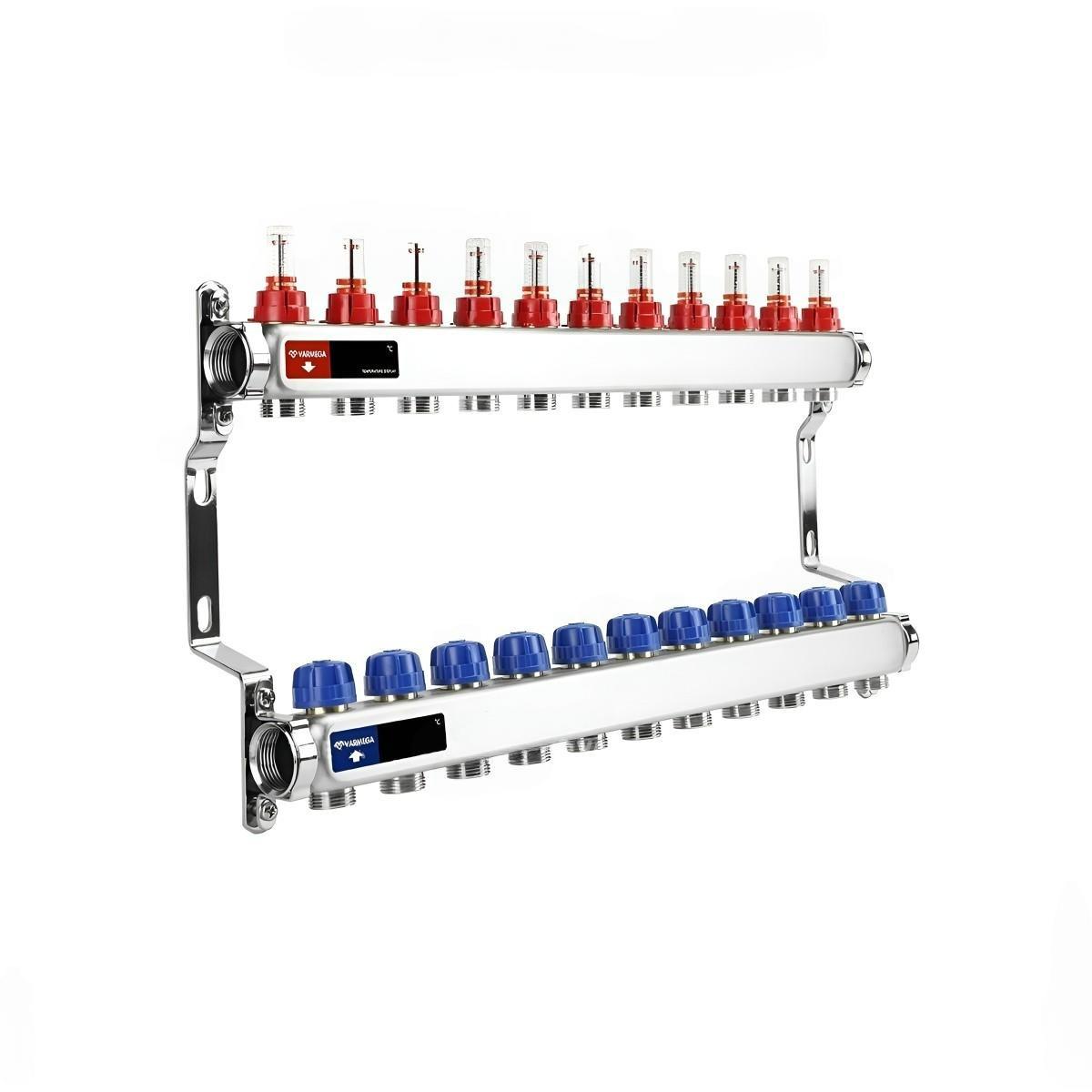 Группа коллекторная с расходомерами VARMEGA ВР 1" на 11 контуров 3/4" EK