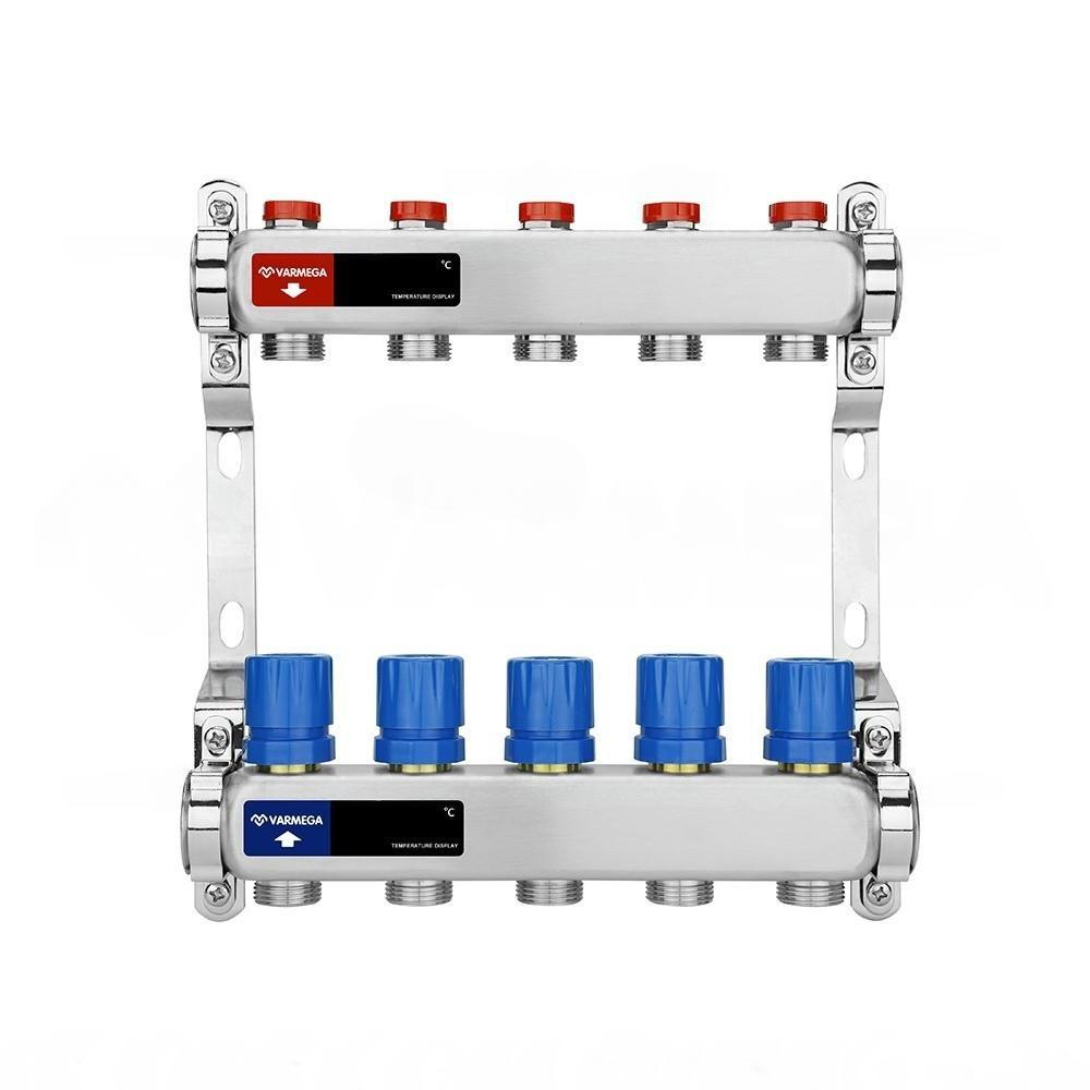 Группа коллекторная для отопления VARMEGA ВР 1" на 5 контуров 3/4" EK