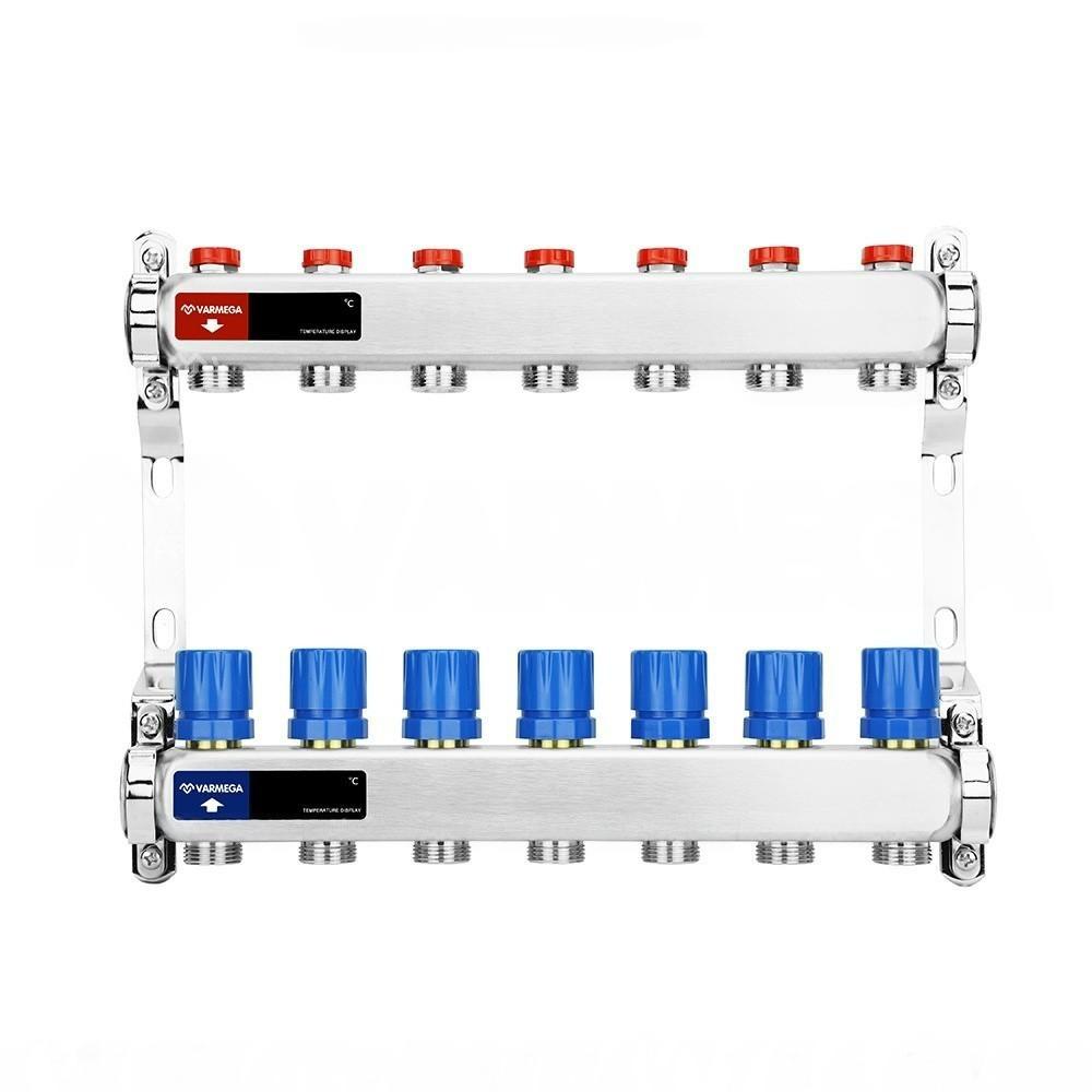 Группа коллекторная для отопления VARMEGA ВР 1" на 7 контуров 3/4" EK