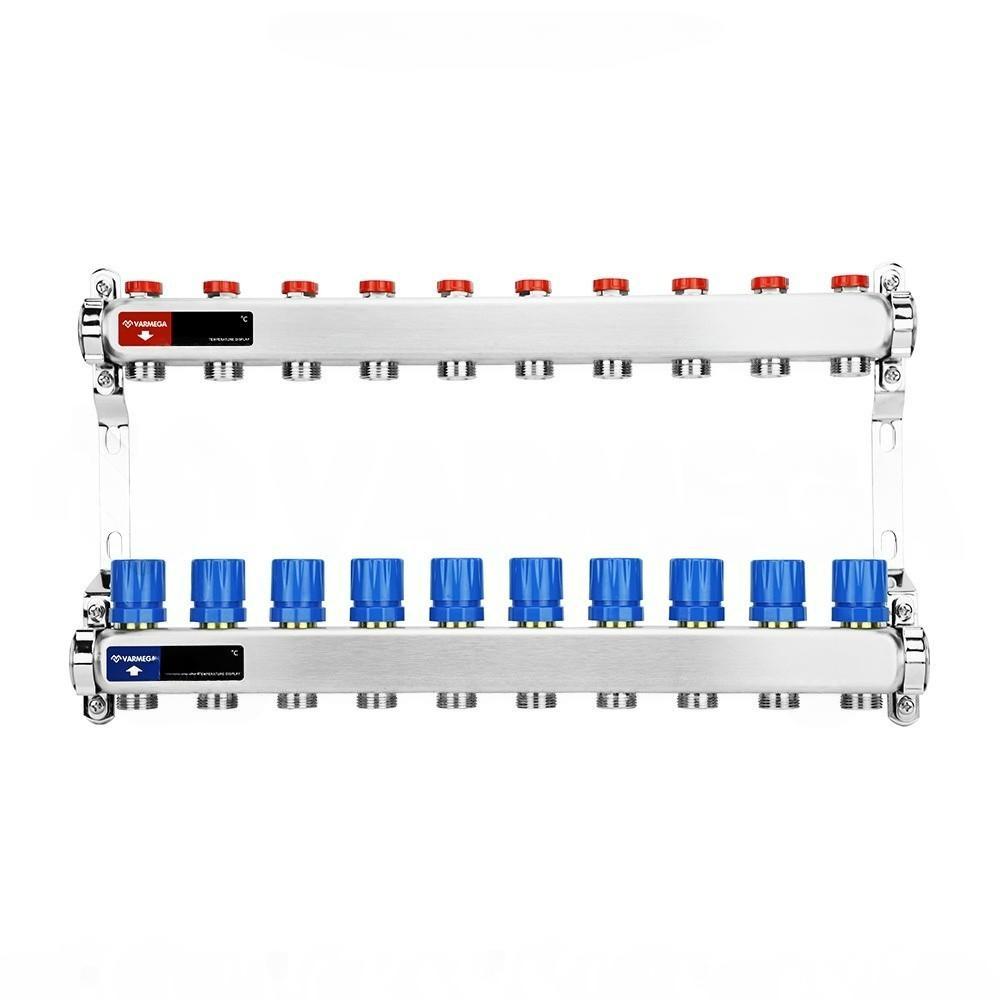 Группа коллекторная для отопления VARMEGA ВР 1" на 10 контуров 3/4" EK