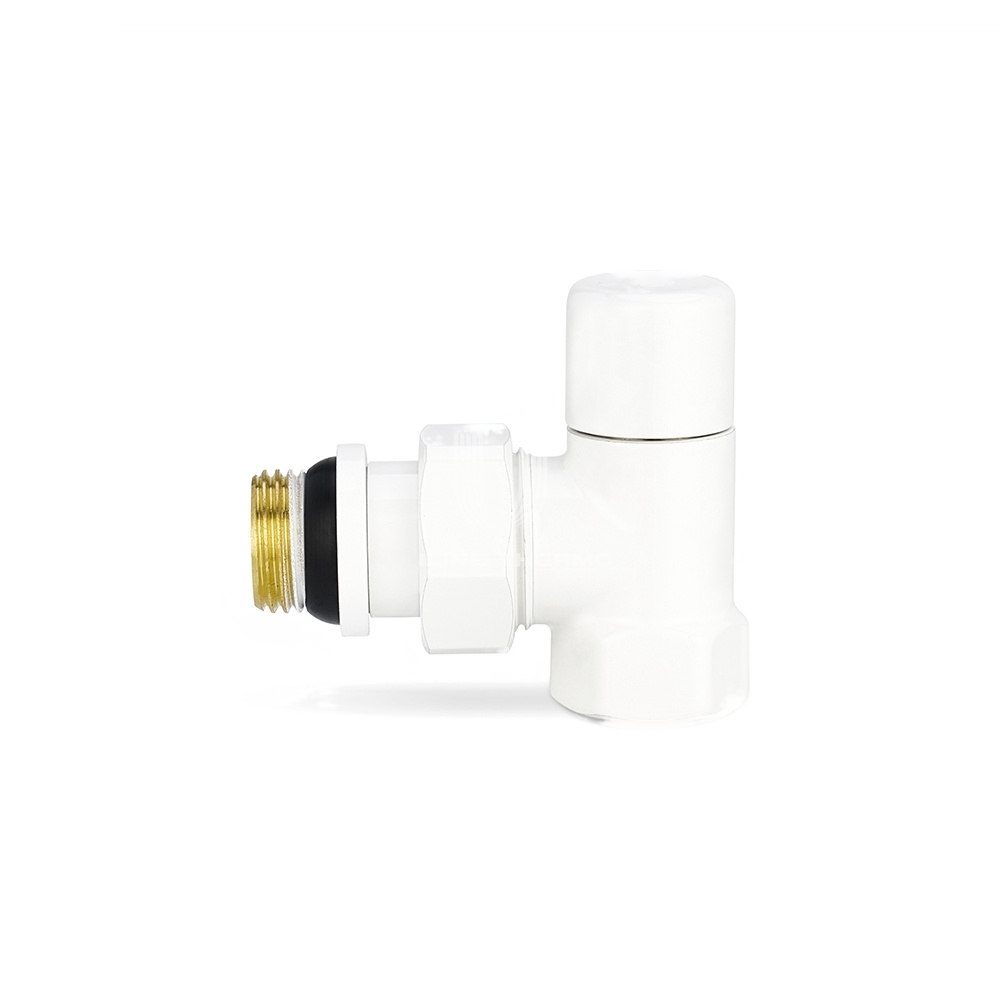 Ручной радиаторный клапан Varmega, 1/2", угловой, белый