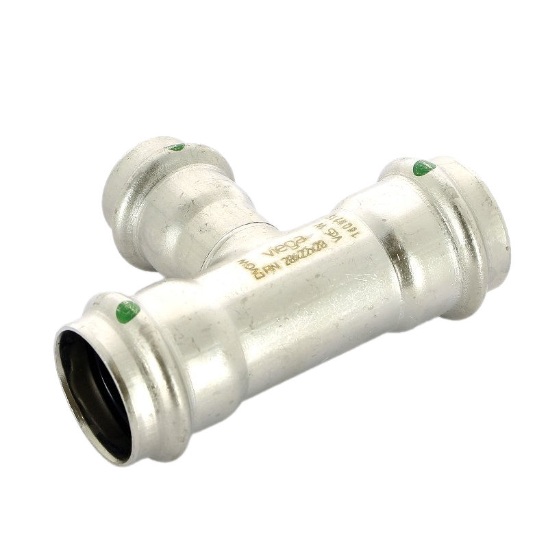 Тройник Sanpress Inox пресс 28х22х28 мм, нержавеющая сталь, VIEGA