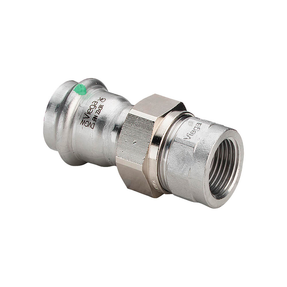 Разьемное соединение, Viega, Sanpress inox, с SC-Contur, с переходом на внутреннюю резьбу, с плоским уплотнением, 15 x 1/2", нержавеющая сталь, модель 2362