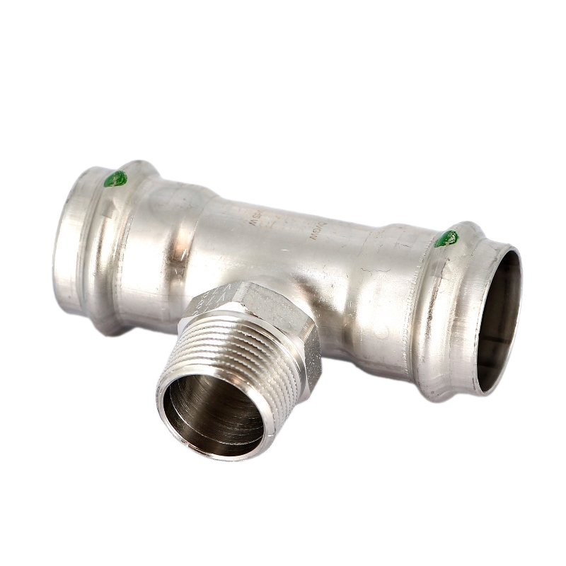 Тройник Sanpress Inox, с SC-Contur, 28 x 3/4" x 28 мм, нержавеющая сталь