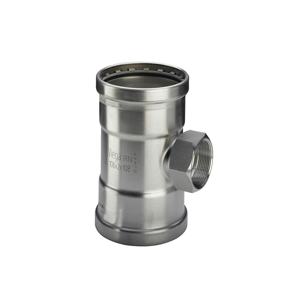 Тройник, Viega, Sanpress Inox XL, нержавеющая сталь, с внутренней резьбой, 64 х 2 х 64 мм, модель 2317.2XL