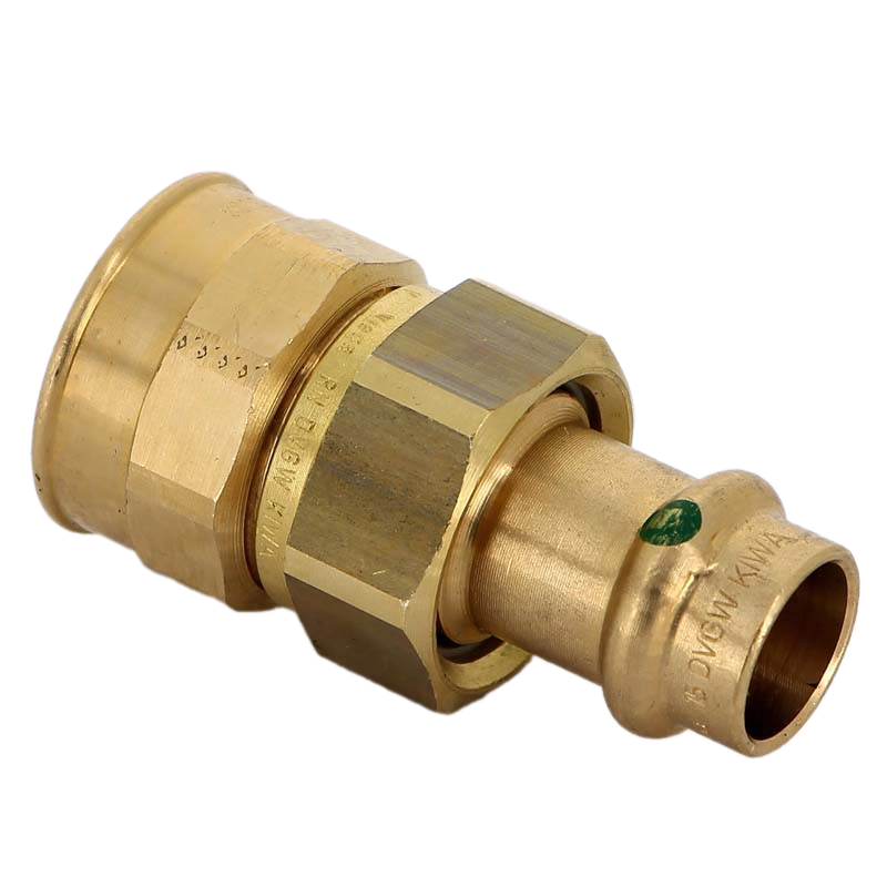 Разъёмное соединение Sanpress с SC-Contur 15x3/4", с плоским уплотнением, с переходом на внутреннюю резьбу, бронза, модель 2262