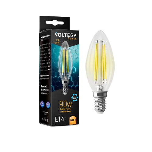 Лампа светодиодная Voltega Candle 9W Graphene E14 9Вт 2800K прозрачная 7134
