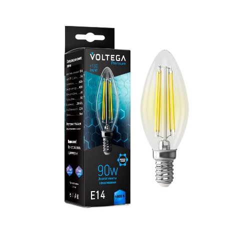 Лампа светодиодная Voltega Candle 9W Graphene E14 9Вт 4000K прозрачная 7135